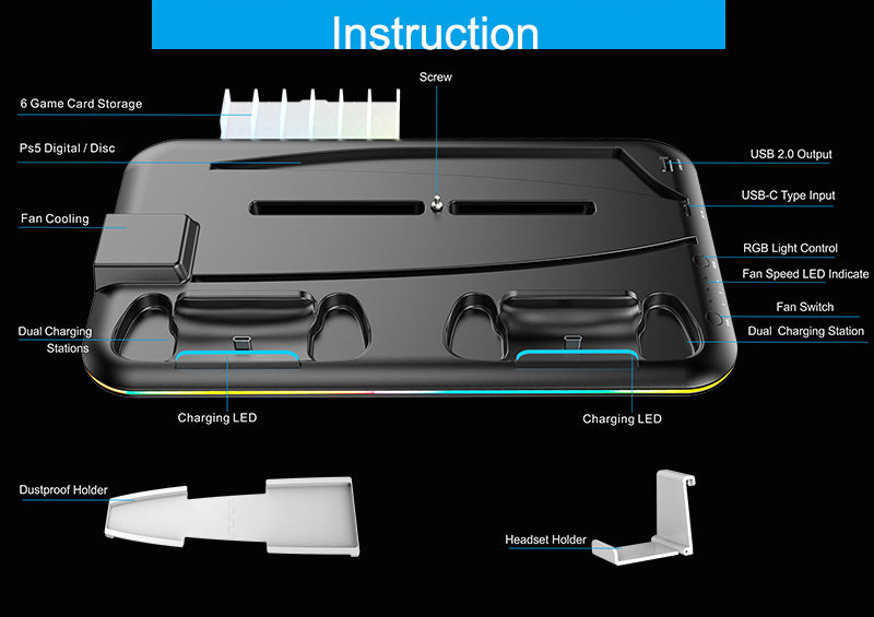 PS5 multi-function Cooling Base