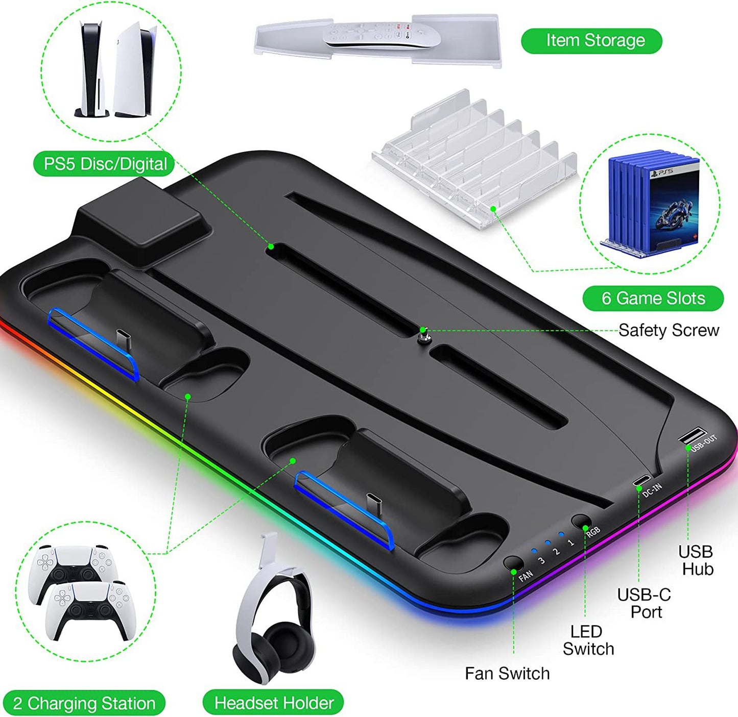 PS5 multi-function Cooling Base